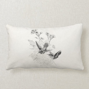 Coussin Rectangle Modèle vintage d'oiseaux d'antiquité de colibri