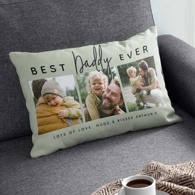 Coussin Rectangle Modern Custom Best Daddy Ever | 3 Photo (Créateur téléchargé)