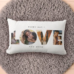 Coussin Rectangle Modern LOVE Collage Cutout Valentine's Day<br><div class="desc">CHAQUE JOUR JE T'AIME PLUS. Grand cadeau pour la Saint-Valentin,  les Anniversaires ou pour les jeunes mariés : Ce coussin de collage photo moderne est facile à customiser avec vos 4 photos préférées dans le design minimaliste de typographie découpée d'AMOUR.Le libellé autour du mot LOVE peut être personnalisé.</div>