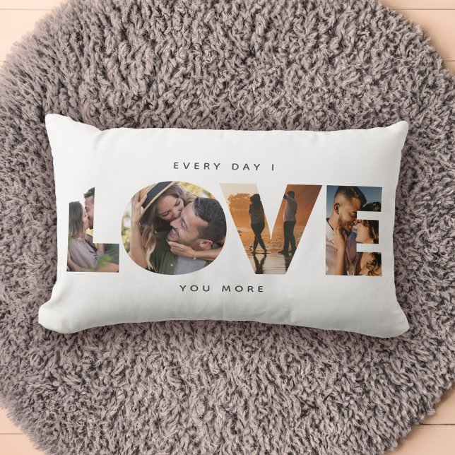 Coussin Rectangle Modern LOVE Collage Cutout Valentine's Day (Créateur téléchargé)