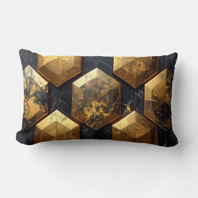 Coussin Rectangle Modern Royal Geometric Gold Mosaic Pillow (Recto)