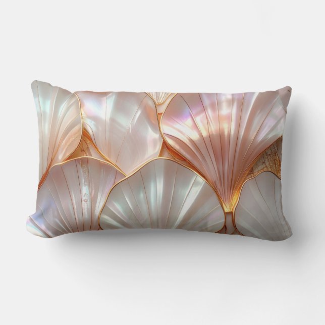 Coussin Rectangle Modern Royal Mother of Pearl & Rose Gold MosPillow (Recto)