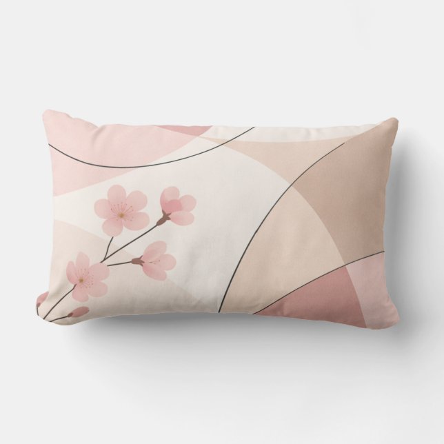 Coussin Rectangle Modern Sakura Minimalist Geometric Pillow (Recto)