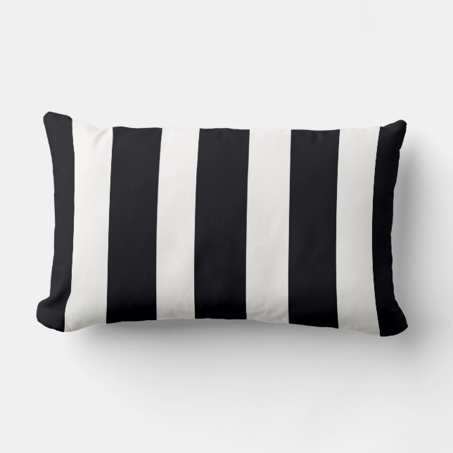 Coussin Rectangle Moderne chic noir & blanc rayé tendance élégant (Recto)