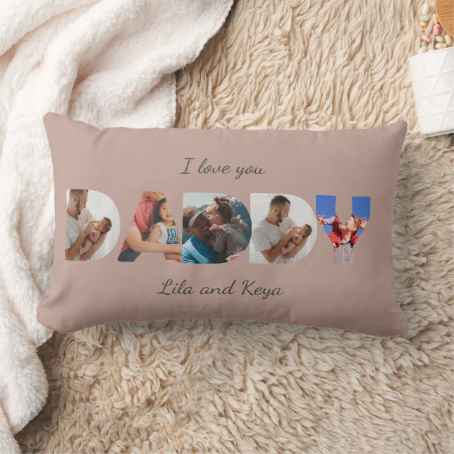 Coussin Rectangle Moderne Collage de Photos Personnalisé avec Texte  (Couverture)