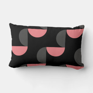 Coussin Rectangle Moderne du milieu du siècle Rose noir et gris 