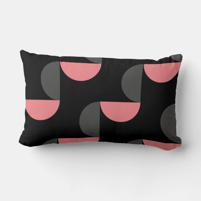 Coussin Rectangle Moderne du milieu du siècle Rose noir et gris  (Verso)