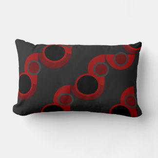 Coussin Rectangle Moderne du milieu du siècle rouge, noir et gris