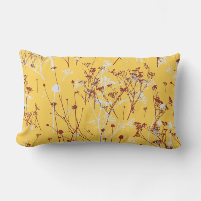 Coussin Rectangle Moderne Elégant Abstrait rouge moutarde jaune flor (Recto)