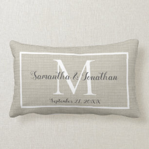 Coussin Rectangle Moderne Élégant Monogramme Chic Mariage Keepsaké
