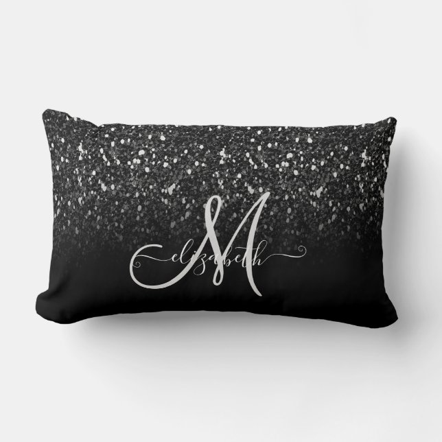 Coussin Rectangle Moderne Élégante Féminine, Monogramme Ombré Paille (Recto)