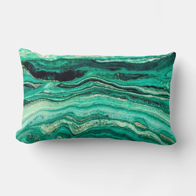 Coussin Rectangle Moderne et élégant Turquoise Turquoise Or Faux Noi (Recto)