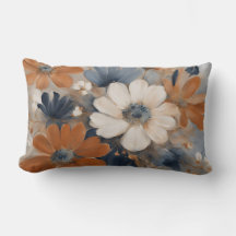 Moderne Ferme Maison Bleu Nuit Orange Brûlé Floral