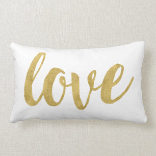 Coussin Rectangle Moderne Lettré à la main Gold Love & XOXO Décorati