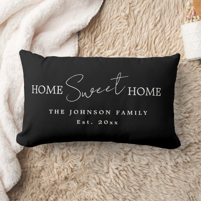 Coussin Rectangle Moderne Maison Douce Maison Noir Blanc (Couverture)