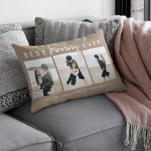 Coussin Rectangle Moderne Meilleure Maman Personnalisée   3 Photos