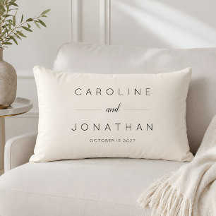 Coussin Rectangle Moderne Minimaliste Script Mariage Personnalisé Cr