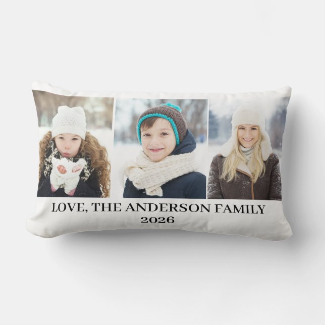 Coussin Rectangle Moderne Nous Vous Aimons 3 Collage de Photos  (Recto)