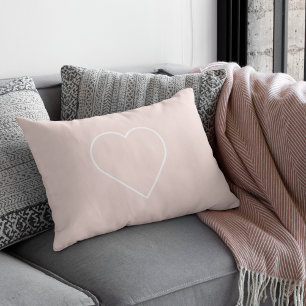 Coussin Rectangle Moderne Pastel Rose & Coeur Minimaliste Beau Cadea