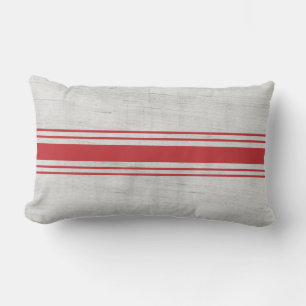 Coussin Rectangle Moderne Russe en toile Gris Sac Rouge Stripes