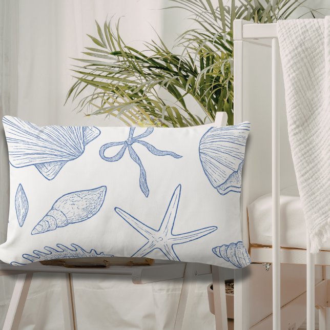 Coussin Rectangle Moderne Sous L'Océan Vous Bientôt Bleu Baby Shower (Créateur téléchargé)