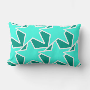 Coussin Rectangle Moderne Star Géométrique - Aqua et turquoise