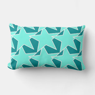 Coussin Rectangle Moderne Star Géométrique - Aqua et turquoise