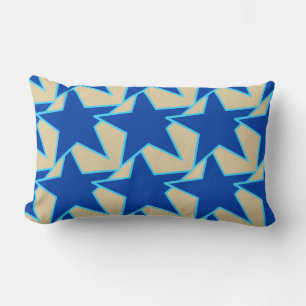 Coussin Rectangle Moderne Star Géométrique - bleu cobalt et taupe