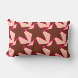 Coussin Rectangle Moderne Star Géométrique - chocolat et pêche