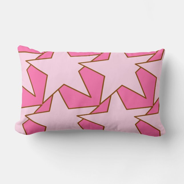 Coussin Rectangle Moderne Star Géométrique - rose clair et profond (Recto)