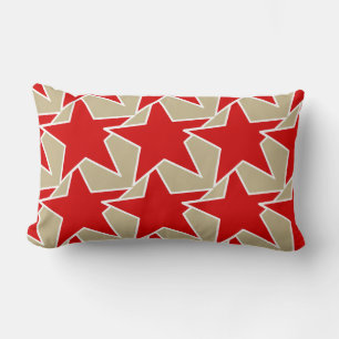 Coussin Rectangle Moderne Star Géométrique - rouge profond et taupe