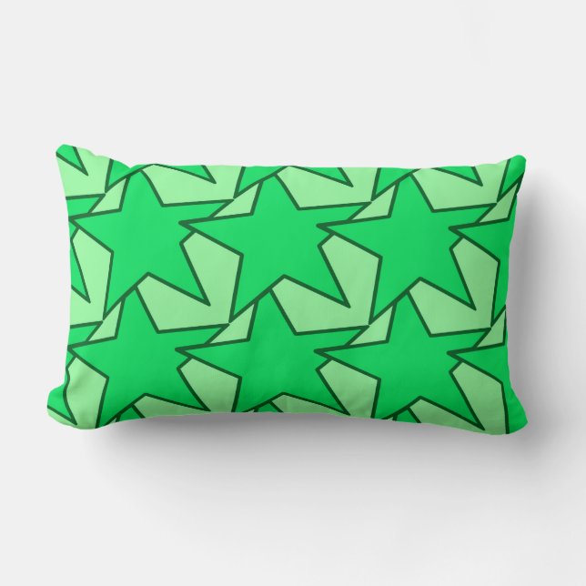 Coussin Rectangle Moderne Star Géométrique - vert émeraude et menthe (Recto)