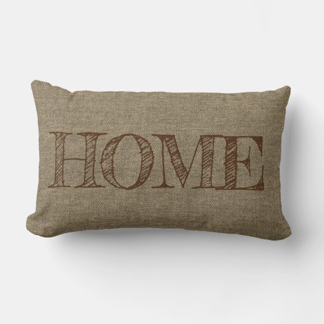 Coussin Rectangle Modifier le texte - HOME - Texte sur le Brown beig (Recto)