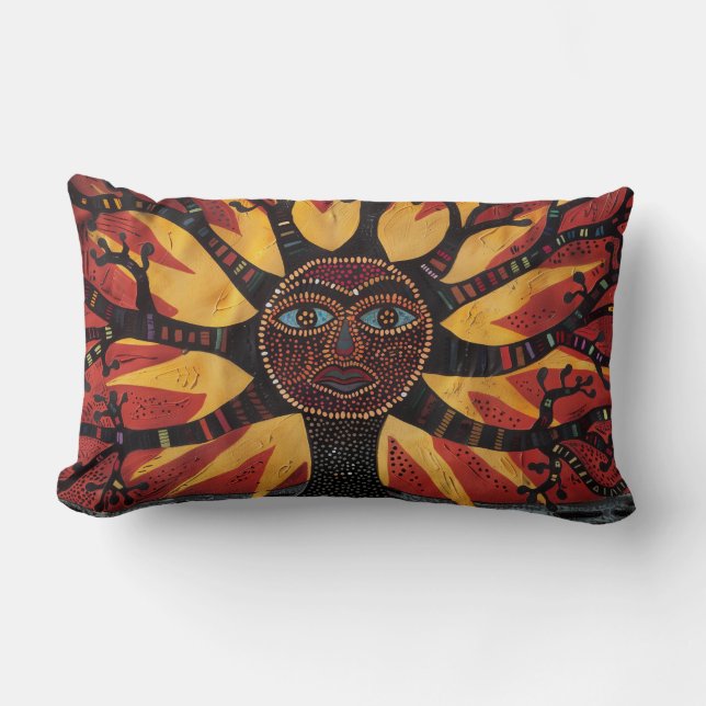 Coussin Rectangle Mohegan Tree of Life and Sun Throw Pillow V (Recto)