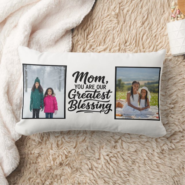 Coussin Rectangle Mom Greatest Blessing Two Custom Photo Minimalist (Couverture)