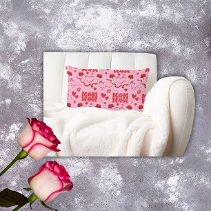 Coussin Rectangle MOM/WOW : Une lettre d'amour en rouge sur rose  
