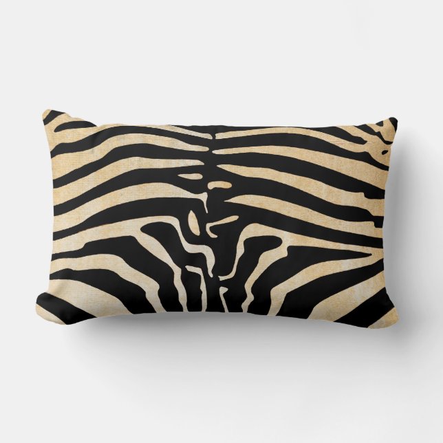 Coussin Rectangle Mombasa Zebra Impression Lumbar Coussin, Noir/Tan (Recto)