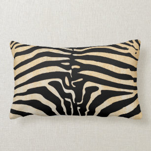 Coussin Rectangle Mombasa Zebra Impression Lumbar Coussin, Noir/Tan