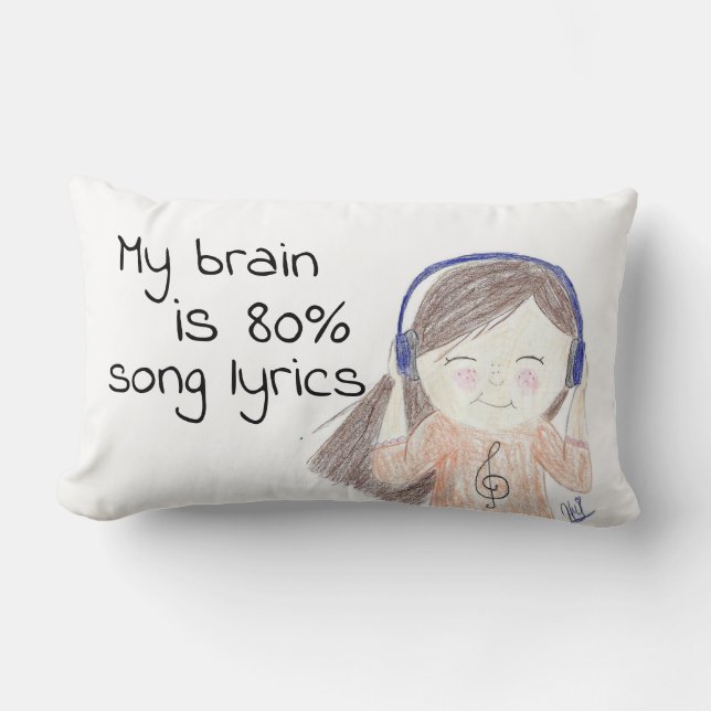 Coussin Rectangle Mon cerveau est carreau de textes de chanson de (Recto)