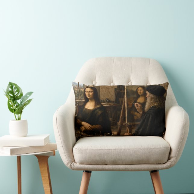 Coussin Rectangle Mona Lisa visite l'atelier de Léonard de Vinci (Chaise)