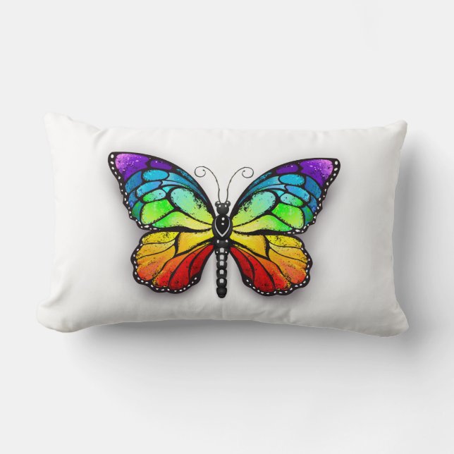 Coussin Rectangle Monarque papillon arc-en-ciel (Recto)