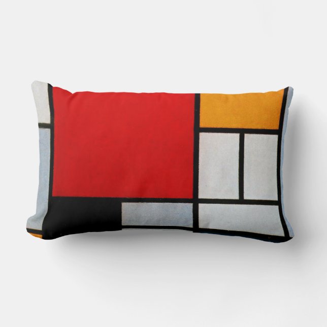 Coussin Rectangle Mondrian - Composition avec grand plan rouge (Recto)
