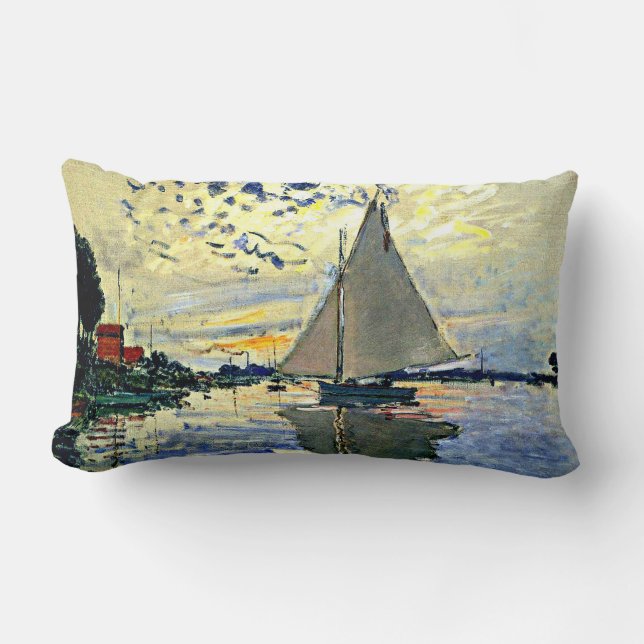 Coussin Rectangle Monet - Voilier à le Petit Gennevilliers (Recto)