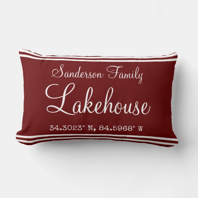 Coussin Rectangle Monogram Lakehouse Coordonnées de la carte de nom  (Recto)
