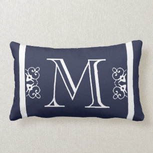 Coussin Rectangle MONOGRAM solide marine douce couleur bleue personn