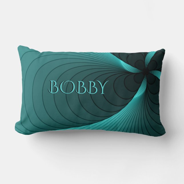 Coussin Rectangle Monogramme Aqua et Tourbillon Noir (Recto)