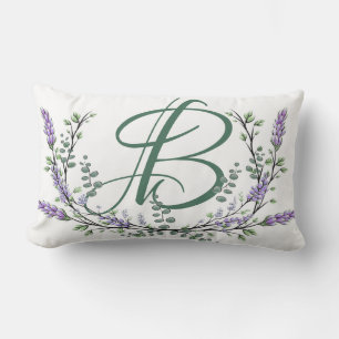 Coussin Rectangle Monogramme B Lavande Eucalyptus