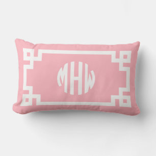 Coussin Rectangle Monogramme blanc rose do-it-yourself clé grecque B