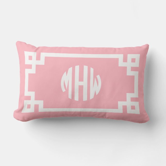 Coussin Rectangle Monogramme blanc rose do-it-yourself clé grecque B (Recto)
