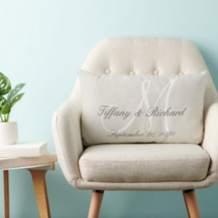 Coussin Rectangle Monogramme blanc Rustique Look Mariage